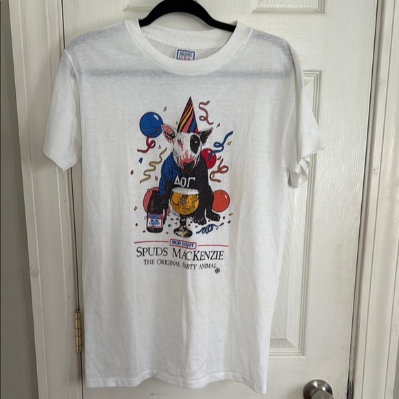 VINTAGE Spuds Mackenzie White Graphic Tee #226 - Picture 1 of 6
